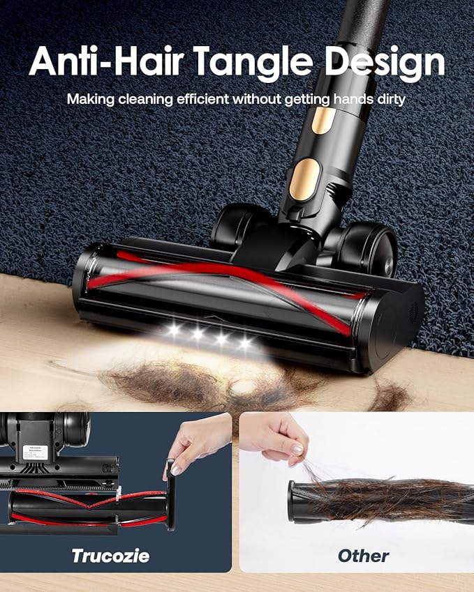 Cordless Vacuum Cleaner, 45Kpa 50 Mins Runtime Self-Standing Stick Vacuum Cleaners for Home, Powerful Suction, Lightweight, LED Touch Screen 8 in 1 Vacuum for Pet Hair, Carpet, Hardwood Floor,