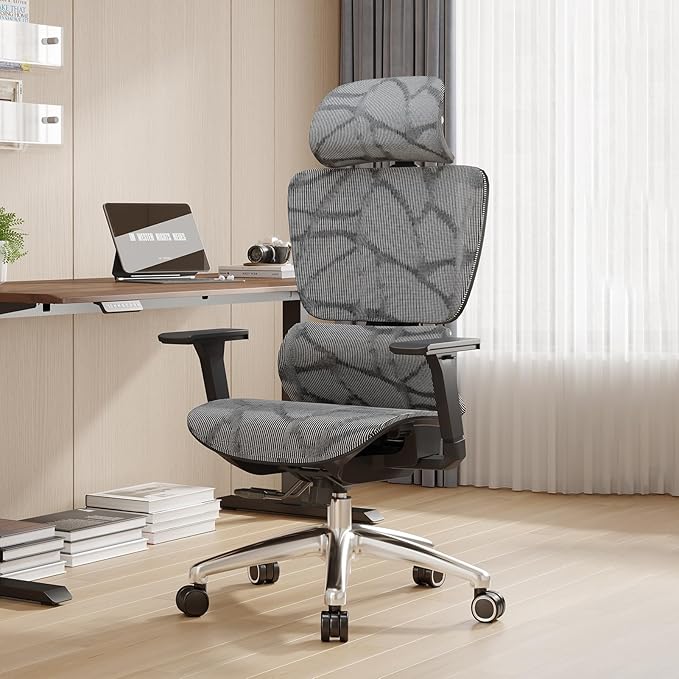 Basic Ergonomic Mesh Office Chair with Lumbar Support, High Back Computer Chair with 4D Headrest & 3D Armrests, Big and Tall Desk Chair Supports 440 lbs(Black)