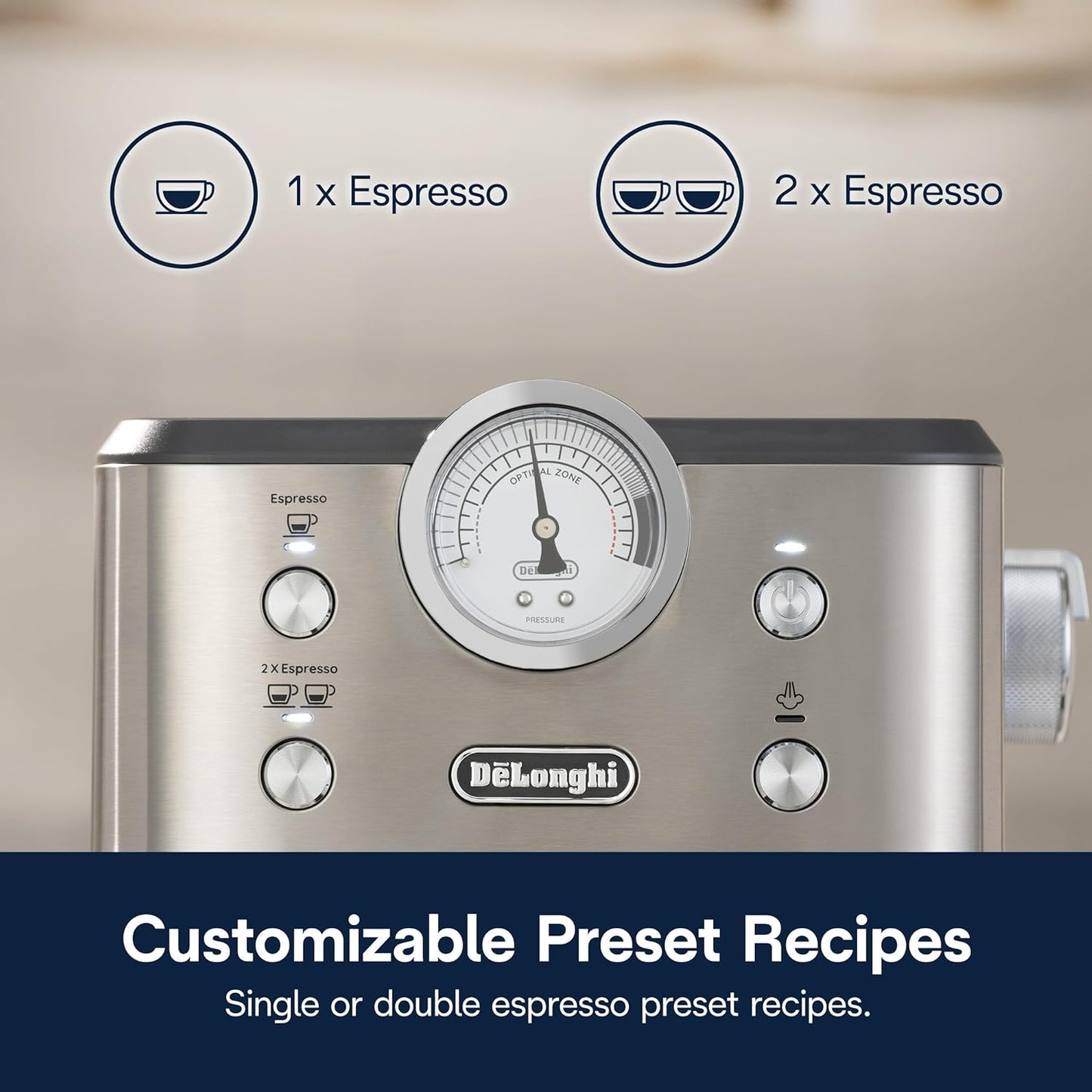 Espresso Machine with Milk Frother, 15-Bar Pump & Temperature Control - Barista Coffee Maker Kit for Espresso, Latte, Cappuccino & Iced Coffee - Italian Stainless Steel Design