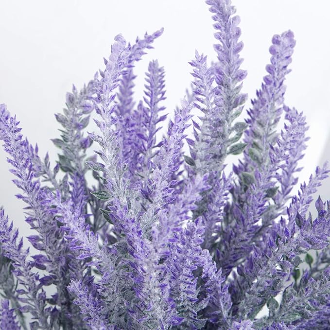 10 Bundles Fake Flowers Artificial Lavender Faux Plastic Plants for Home Decor Wedding Kitchen Garden Patio Porch Window Box Office Table Centerpieces Indoor Outdoor Decorations, Purple