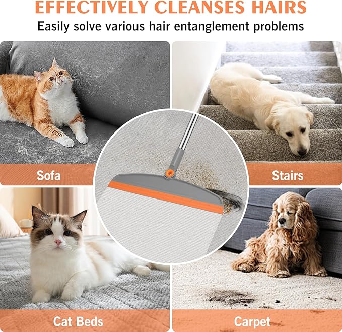 Multifunction Magic Broom, 54 Inch Adjustable Long Handle Silicone Floor Squeegee Broom, Sweep and Scrape 2 In 1 Household Cleaning Brooms for Floor, Bathrooms, Kitchens, Showers, Tile, Pet Hair,Glass