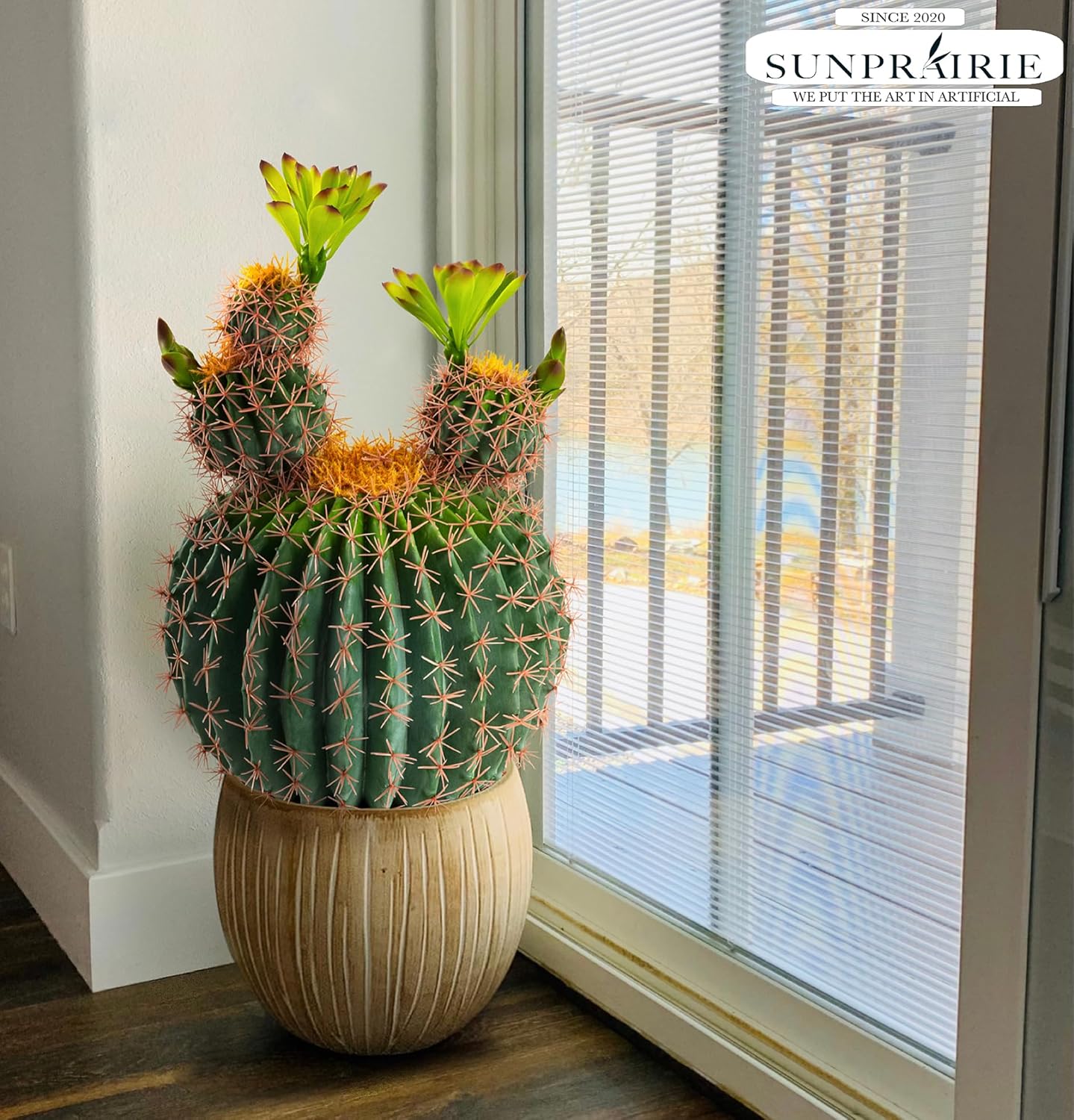 30 Inches Tall Realistic Large Faux Cactus Plant in Matte Black Pot. Gorgeous Artificial Plants for Home and Office Decoration.