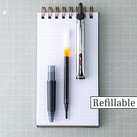 Refillable & Retractable Rolling Ball Pens, Extra Fine Point 0.5 mm, Black, Pack of 6