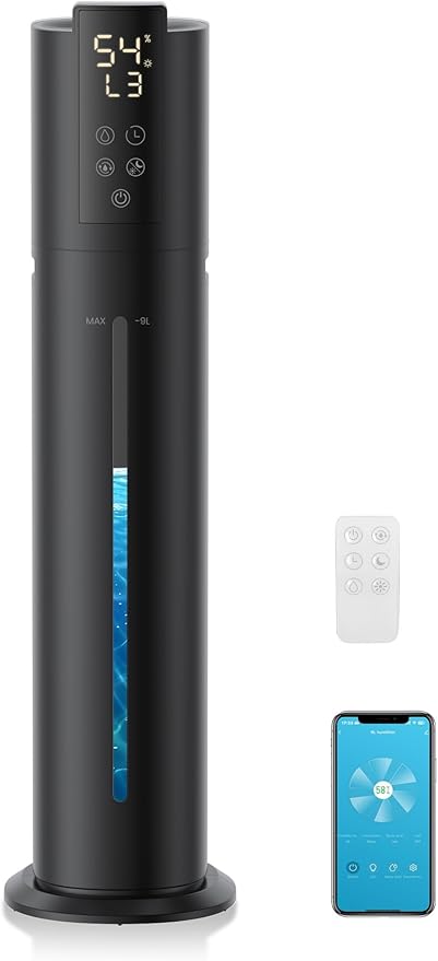 9L/2.38Gal Smart Humidifiers For Large Room,30dB Quiet Whole House Humidifier,Cover Up To 600ft² App/Remote Control,Humidifier For Bedroom,Humidifiers With Essential Oil Diffuser,12 H Timer
