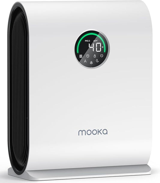 Air Purifiers for Home Large Room Up to 2500 ft² with PM 2.5 Display Air Quality Sensors, MOOKA H13 HEPA Air Purifier With Auto Mode for Pets Dust Odor Smoke, Timer, 15dB Sleep Mode for Bedroom