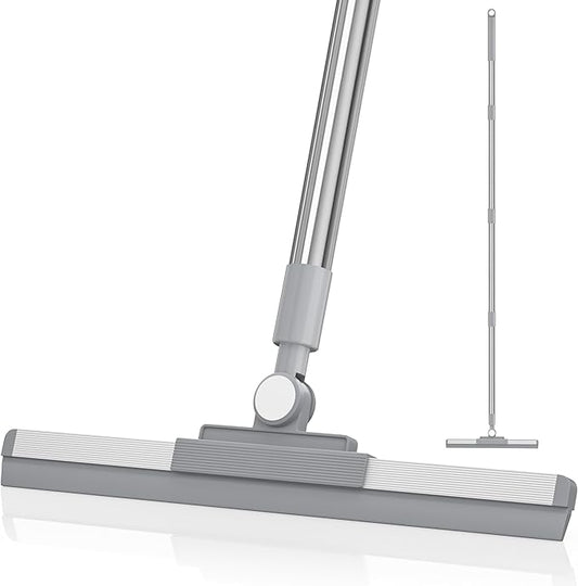 Floor Squeegee with 180° Rotating Head, Squeegee for Floor with 52'' Long Handle, Squeegee Broom, Squeegee for Window Cleaning, Bathroom Tile, Garage Concrete, Deck, Shower Glass