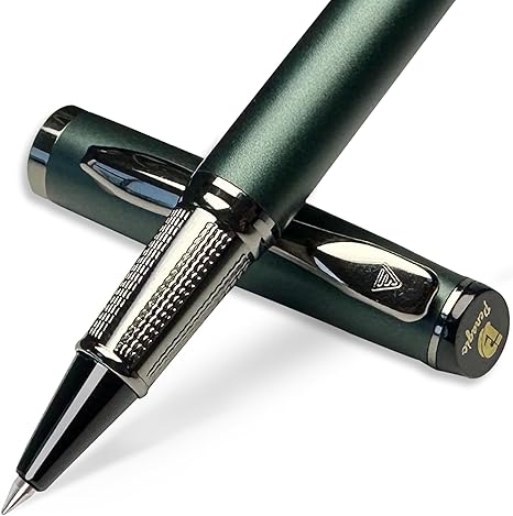 Luxury Rollerball Pen, Black Ink, Fine Point, Unisex, Professional Writing Pen, Set of 1 with 2 Refills