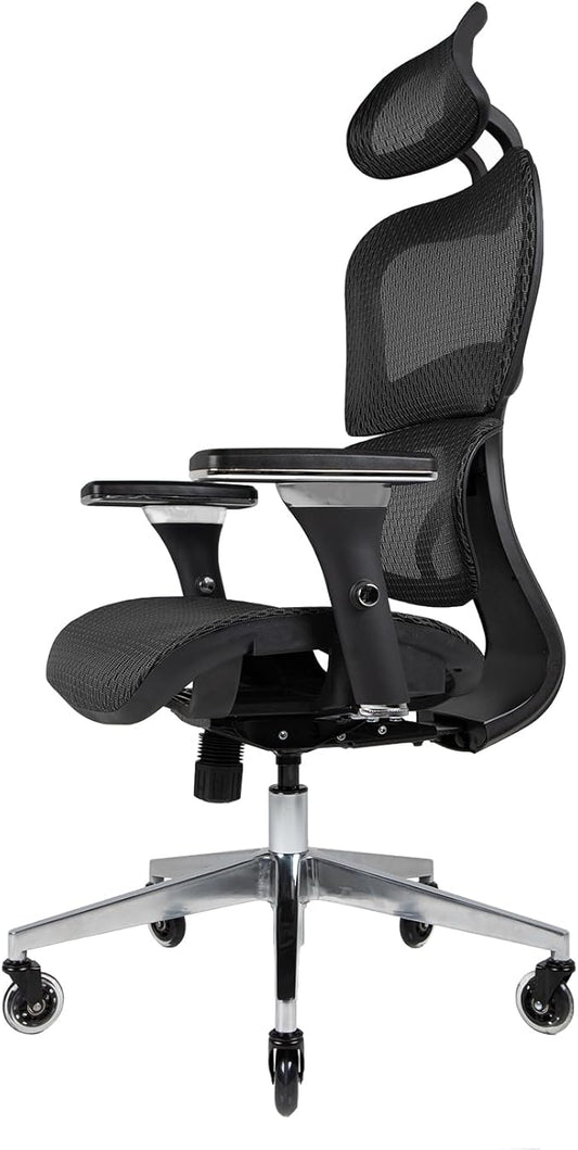 Ergonomic Office Chair Lumbar Support Mesh Office Chair with 4D Adjustable Armrest, Adjustable Headrest and Wheels, Mesh High Back Home Office Desk Chairs