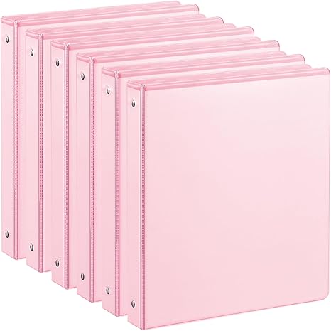 1-inch 3 Ring Binder with 2 Interior Pockets, 1'' Basic Binders Holds US Letter Size 8.5'' x 11'' Paper - Versatile Binders for Office, Home, and School Use, 6 Pack