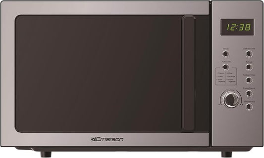 Compact Countertop Microwave Oven with Button Control, LED Display, 900W 5 Power Levels, 6 Auto Menus, Glass Turntable and Child Safe Lock, 0.9 Cu. Ft, Stainless Steel