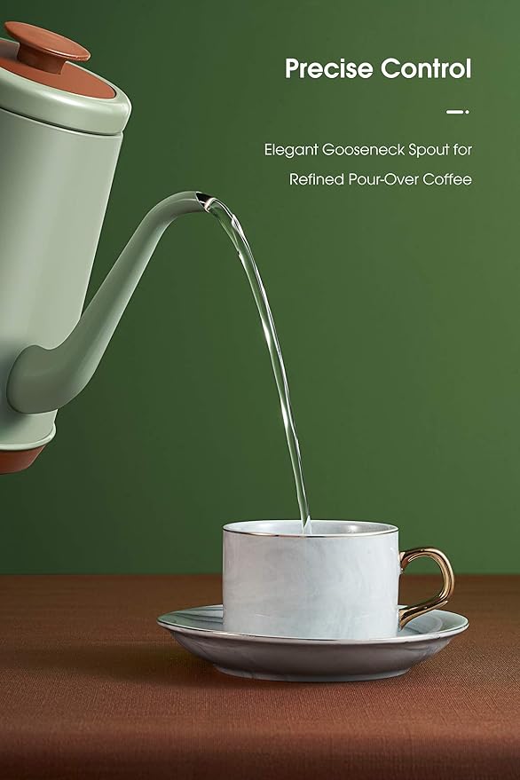 Electric Gooseneck Kettle, 1L 1500WFast Boil, 100% Stainless Steel BPA Free Pour-Over Coffee & Tea Kettle,Water Boiler with Auto Shut & Boil-Dry Protection