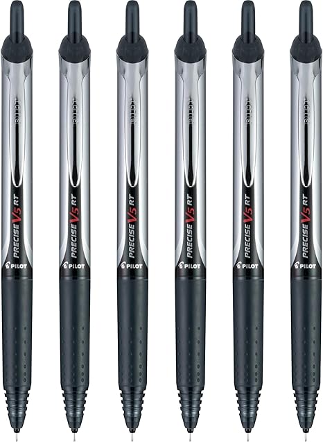 Refillable & Retractable Rolling Ball Pens, Extra Fine Point 0.5 mm, Black, Pack of 6