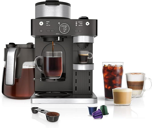 Espresso & Coffee Maker & Barista System, 3 Espresso Brew Styles, Single-Serve Coffee & Nespresso Capsule Compatible, Built-in Frother, Espresso, Cappuccino & Latte Maker, Black