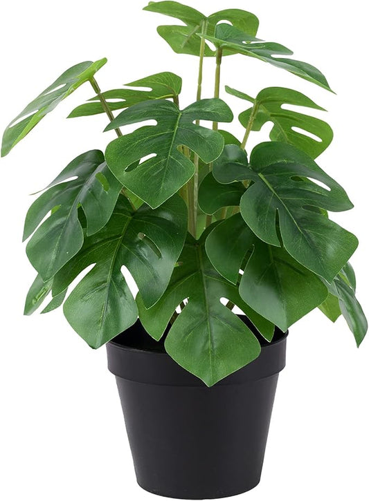 Artificial Monstera, Realistic Fake Plants with Pots for Home and Office Decoration, 12in (H) x 5in (W)