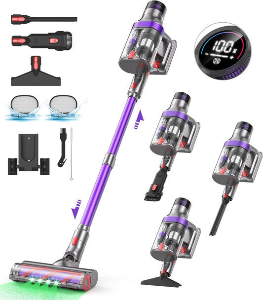 Vacuum Cleaner for Home,65Mins/580W/45Kpa Powerful Suction Cordless Vacuum,Cordless Stick Vacuum Cleaner,Portable 2L Cups Anti-Tangle Vacuum Pro for Pet Hair Hardwood Carpet Car