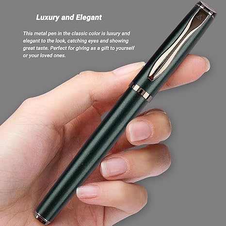 Luxury Rollerball Pen, Black Ink, Fine Point, Unisex, Professional Writing Pen, Set of 1 with 2 Refills