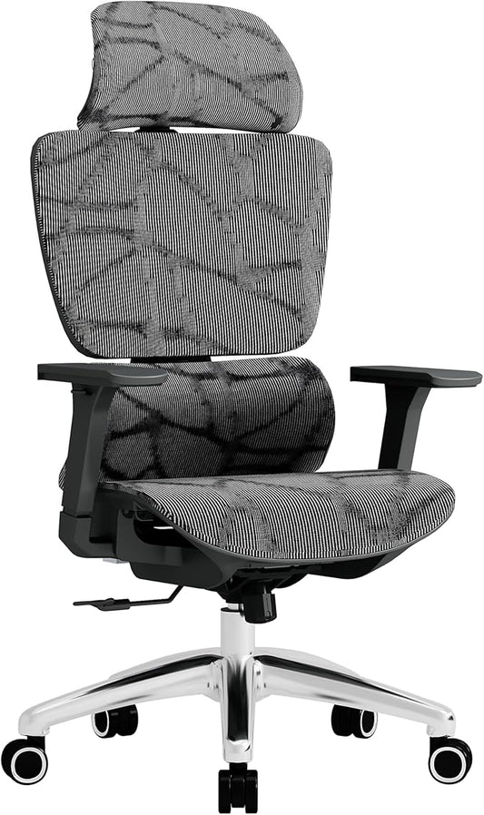 Basic Ergonomic Mesh Office Chair with Lumbar Support, High Back Computer Chair with 4D Headrest & 3D Armrests, Big and Tall Desk Chair Supports 440 lbs(Black)